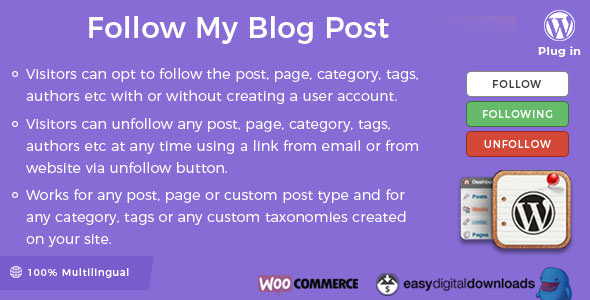 [Download Free] Follow My Blog Post WordPress Plugin v1.8.5