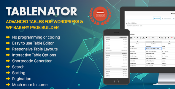 Download Free Tablenator v2.0.1 – Advanced Tables for WordPress