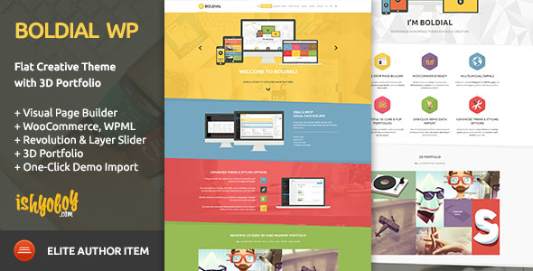 Download Free Boldial WP v2.9 – Flat Creative Theme with 3D Portfolio