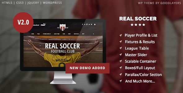 Download Free Real Soccer v2.30 – Sport Clubs Responsive WP Theme