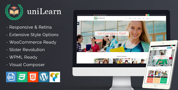Download Free UniLearn v1.2.1 – Education and Courses WordPress Theme