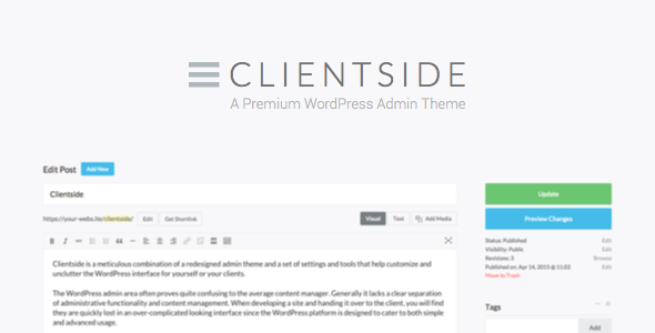 Download Free Clientside v1.13.2 – WordPress Admin Theme