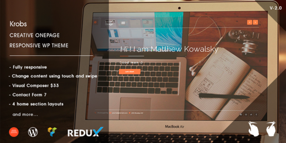 Download Free Krobs v2.0 – Personal Onepage Responsive WP Theme