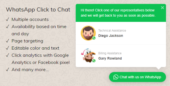 Download Free WhatsApp Click to Chat Plugin for WordPress v1.6