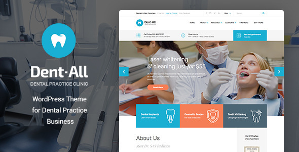 Download Free Dent-All v1.9 – Dental Practice WordPress Theme