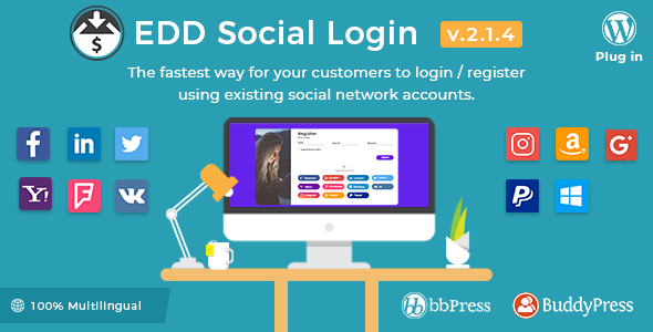 Download Free Easy Digital Downloads – Social Login v2.1.4