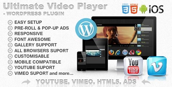Download Free Ultimate Player with YouTube, Vimeo, Ads WP Plugin v7.0.7