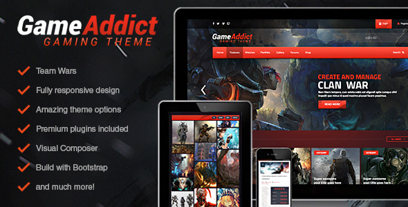 Download Free Game Addict v2.3.1 – Clan War Gaming Theme
