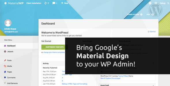 Download Free Material WP v0.0.51 – Material Design Dashboard Theme