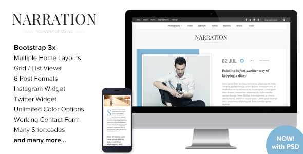 Download Free Narration v1.4 – A Responsive WordPress Blog Theme