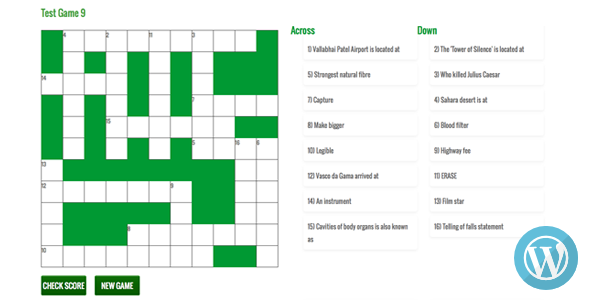 Download Free WordPress Responsive Crossword Puzzle Game