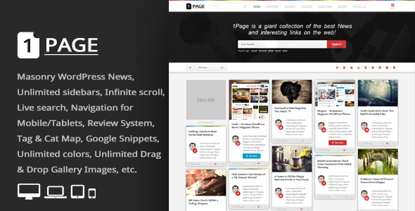 Download Free 1Page v3.3 – Masonry WordPress News / interesting links