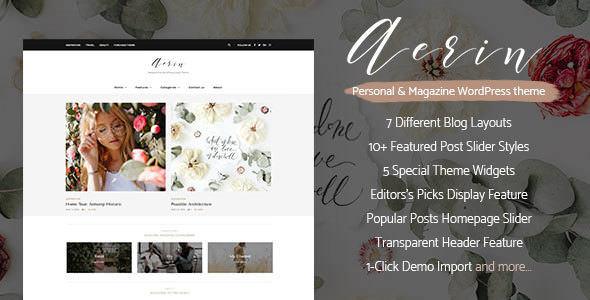Download Free Aerin v1.0 – Personal & Magazine WordPress