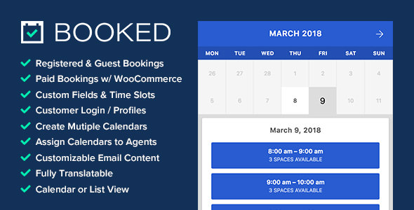 Download Free Booked v2.2.1 – Appointment Booking for WordPress