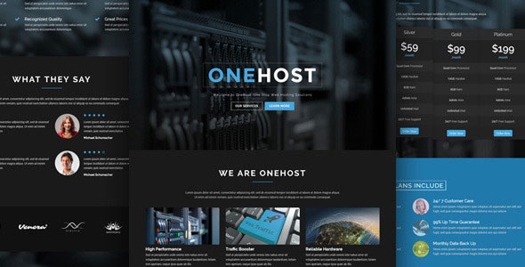Download Free Onehost v1.3.9 – One Page WordPress Hosting Theme + WHMCS