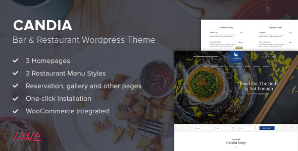 Download Free Candia v1.1.3 – Bar & Restaurant WordPress Theme