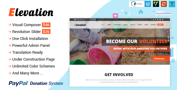 Download Free ELEVATION v2.2.6 – Charity/Nonprofit/Fundraising WP Theme