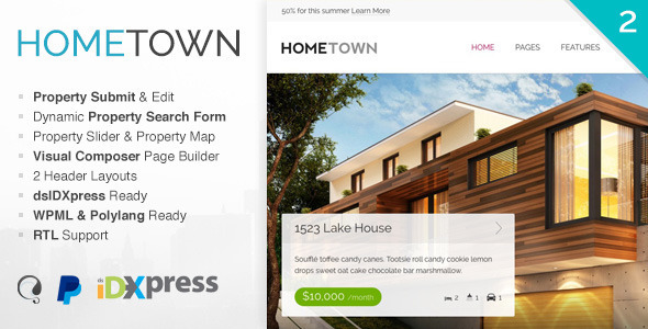 Download Free Hometown v2.8.2 – Real Estate WordPress Theme