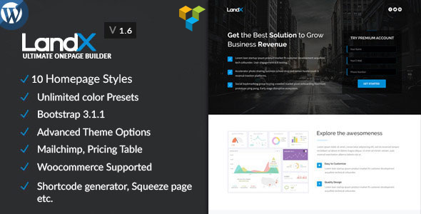 Download Free LandX v1.6.5 – Multipurpose WordPress Landing Page