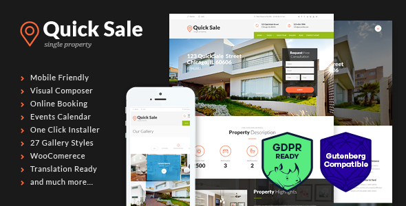 Download Free Quick Sale v3.0.1 – Single Property Real Estate Theme