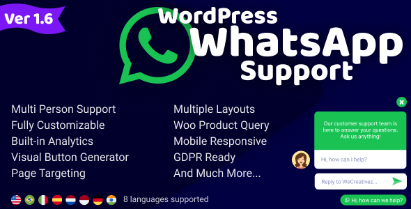 Download Free WordPress WhatsApp Support v1.6 Download Free WordPress WhatsApp Support v1.6