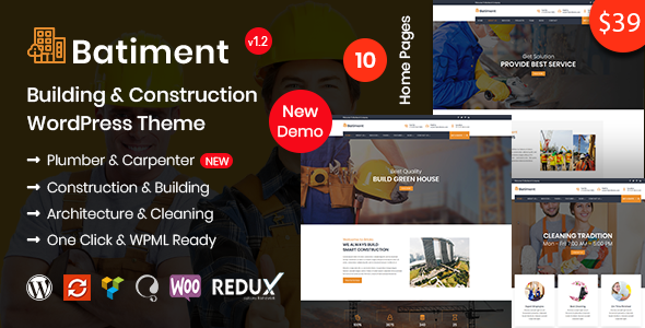 Download Free Batiment v1.1 – Construction & Building WordPress Theme