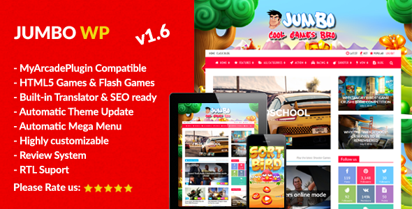 Download Free Jumbo v1.6 – WordPress Magazine & Arcade Theme