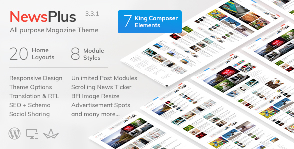 Download Free NewsPlus v3.3.1 – News and Magazine WordPress theme
