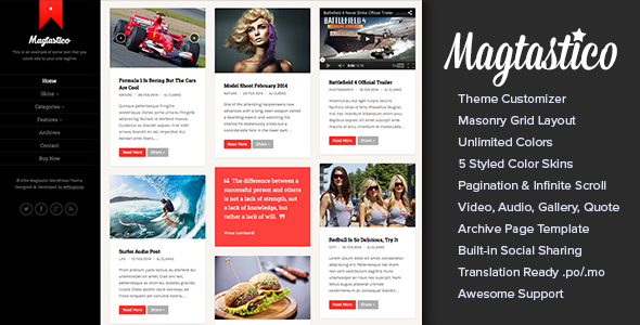 Download Free Magtastico v1.5 – Responsive Masonry Blog Theme