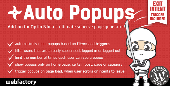 Download Free Auto Popups add-on for OptIn Ninja v1.16
