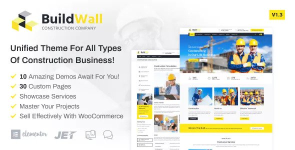 Download Free BuildWall v1.3.1 – Construction Company Elementor