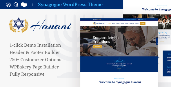 Download Free Hanani v1.0.1 – Jewish Community & Synagogue Theme