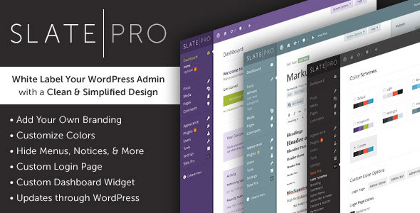 Download Free Slate Pro v1.1.7 – A White Label WordPress Admin Theme