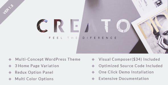 Download Free Creato v1.3 – Parallax WordPress Theme