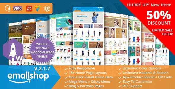 Download Free EmallShop v2.1.7 – Multipurpose WooCommerce Theme