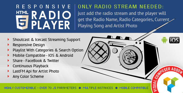 Download Free HTML5 Radio Player v1.6.4 – Visual Composer Addon