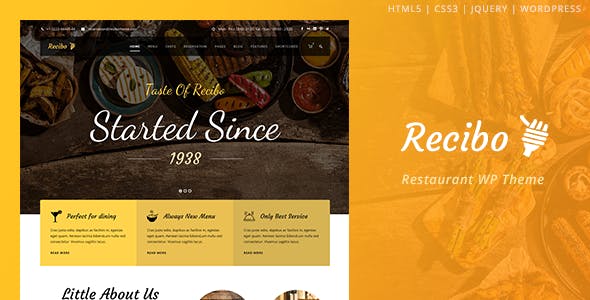 Download Free Recibo v1.2.2 – Restaurant / Food / Cook WordPress Theme