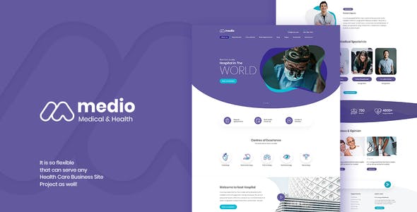 Download Free Medio v1.0 – Medical Organization WordPress Theme