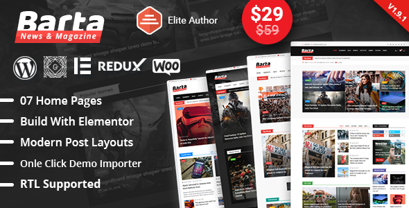 Download Free Barta v1.9.7 – News & Magazine WordPress Theme