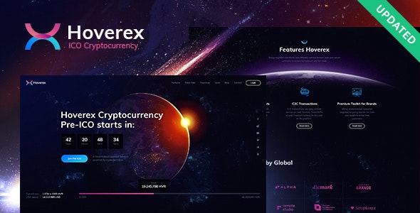 Download Free Hoverex v1.3.3 – Cryptocurrency & ICO WordPress Theme + Spanish