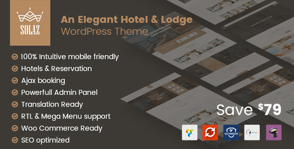Download Free Solaz v1.1.5 – An Elegant Hotel & Lodge WordPress Theme